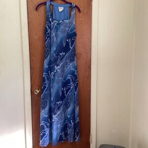 Vintage blue with flowers maxi dress
